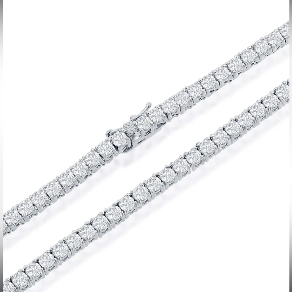 Tennis Necklace 3mm round Cubic Zirconia - Picture 2 of 4